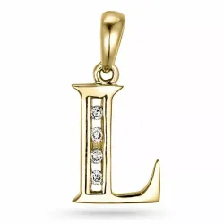 bogstav L diamant vedhæng i 9 karat guld 0,04 ct