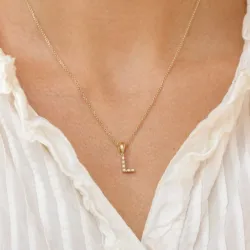 Bogstav l diamant vedhæng i 9 karat guld 0,03 ct