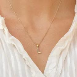 Bogstav l diamant vedhæng i 9 karat guld 0,03 ct