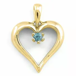 Elegant hjerte topas vedhæng i 9 karat guld 0,10 ct