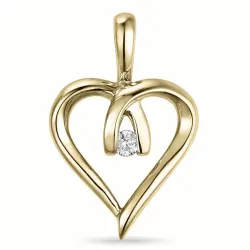 hjerte diamant vedhæng i 9 karat guld 0,02 ct
