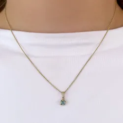 trendy blomster topas diamantvedhæng i 9 karat guld 0,03 ct 0,21 ct