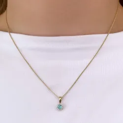 Elegant rundt topas diamantvedhæng i 9 karat guld 0,07 ct 0,30 ct