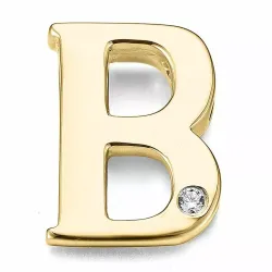 Bogstav b diamant vedhæng i 9 karat guld 0,01 ct