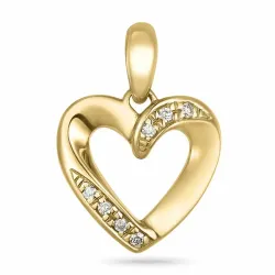 hjerte diamant vedhæng i 9 karat guld 0,03 ct