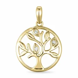 livets træ diamant vedhæng i 9 karat guld 0,02 ct