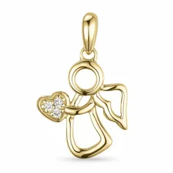 engel diamant vedhæng i 9 karat guld 0,02 ct