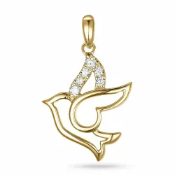 fugle diamant vedhæng i 9 karat guld 0,06 ct