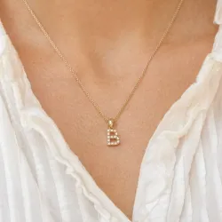 bogstav B diamant vedhæng i 9 karat guld 0,084 ct