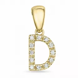 bogstav D diamant vedhæng i 9 karat guld 0,072 ct