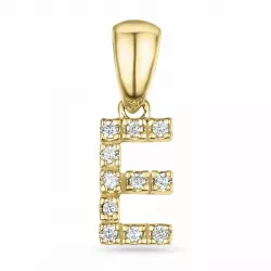 bogstav E diamant vedhæng i 9 karat guld 0,071 ct
