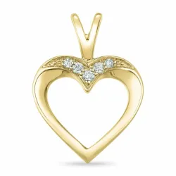 hjerte diamant vedhæng i 9 karat guld 0,05 ct