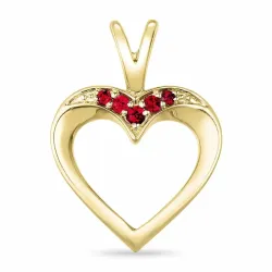 hjerte rubin vedhæng i 9 karat guld 0,07 ct