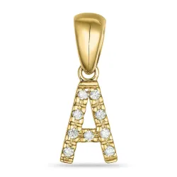 bogstav A diamant vedhæng i 9 karat guld 0,05 ct