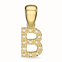 bogstav B diamant vedhæng i 9 karat guld 0,08 ct