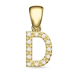 bogstav D diamant vedhæng i 9 karat guld 0,08 ct