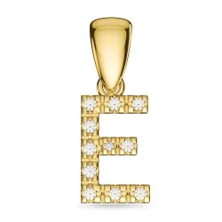 bogstav E diamant vedhæng i 9 karat guld 0,07 ct