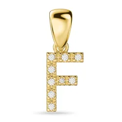 bogstav F diamant vedhæng i 9 karat guld 0,06 ct