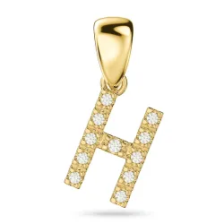 bogstav H diamant vedhæng i 9 karat guld 0,07 ct