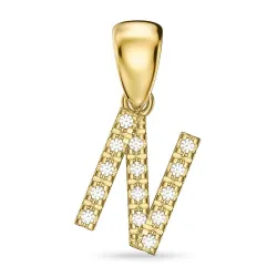 bogstav N diamant vedhæng i 9 karat guld 0,08 ct