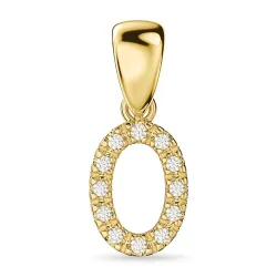 bogstav O diamant vedhæng i 9 karat guld 0,07 ct