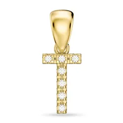 bogstav T diamant vedhæng i 9 karat guld 0,05 ct