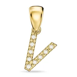 bogstav V diamant vedhæng i 9 karat guld 0,06 ct