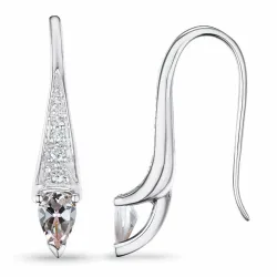 lange morganit brillantøreringe i 9 karat hvidguld med morganit og diamant 