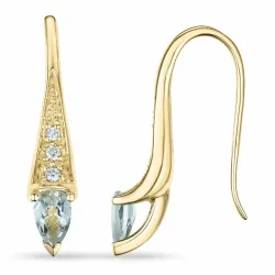 lange grønne ametyst brillantøreringe i 9 karat guld med ametyst og diamant 