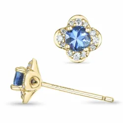 blomster tanzanit brillantøreringe i 9 karat guld med tanzanit og diamant 