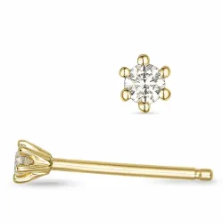 2 x 0,03 ct diamant solitaireørestikker i 9 karat guld med diamant 