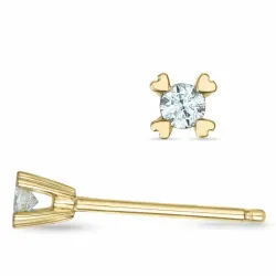 2 x 0,03 ct diamant solitaireørestikker i 9 karat guld med diamant 