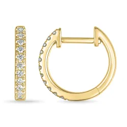 diamant creoler i 9 karat guld med diamant 