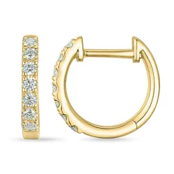 diamant creoler i 9 karat guld med diamant 