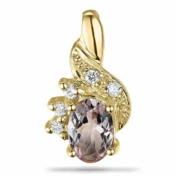 Morganit diamantvedhæng i 9 karat guld 0,04 ct 0,42 ct