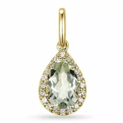 grøn ametyst diamantvedhæng i 9 karat guld 1,55 ct 0,10 ct