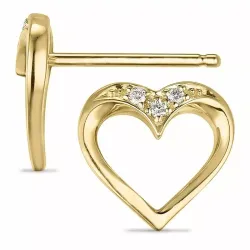 hjerte diamant øreringe i 9 karat guld med diamant 