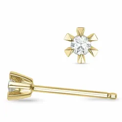 2 x 0,03 ct diamant solitaireørestikker i 9 karat guld med diamant 