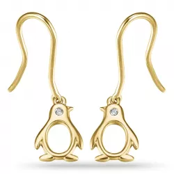 Pingvin diamant øreringe i 9 karat guld med diamanter 