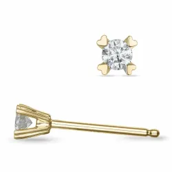 2 x 0,07 ct solitaireørestikker i 9 karat guld med diamant 