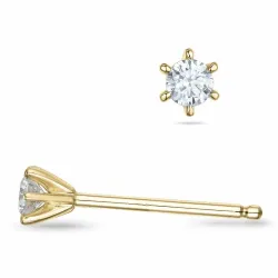 2 x 0,07 ct diamant solitaireørestikker i 9 karat guld med diamant 