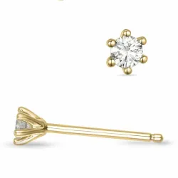 2 x 0,07 ct solitaireørestikker i 9 karat guld med diamant 