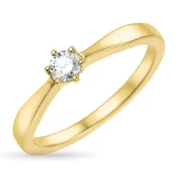 diamant solitairering i 14 karat guld 0,20 ct