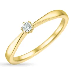 diamant solitairering i 14 karat guld 0,07 ct
