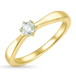 diamant solitairering i 14 karat guld 0,15 ct