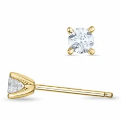2 x 0,15 ct  Kampagne - diamant solitaireørestikker i 14 karat guld med diamant