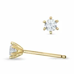 2 x 0,11 ct Kampagne - diamant solitaireørestikker i 14 karat guld med diamant