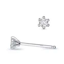 2 x 0,08 ct Kampagne - diamant solitaireørestikker i 14 karat hvidguld med diamant