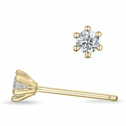 2 x 0,11 ct Kampagne - diamant solitaireørestikker i 14 karat guld med diamant