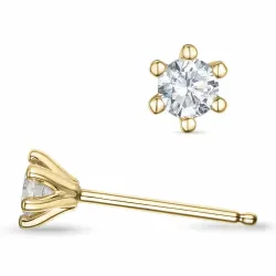 2 x 0,15 ct  Kampagne - brillant solitaireørestikker i 14 karat guld med diamant 